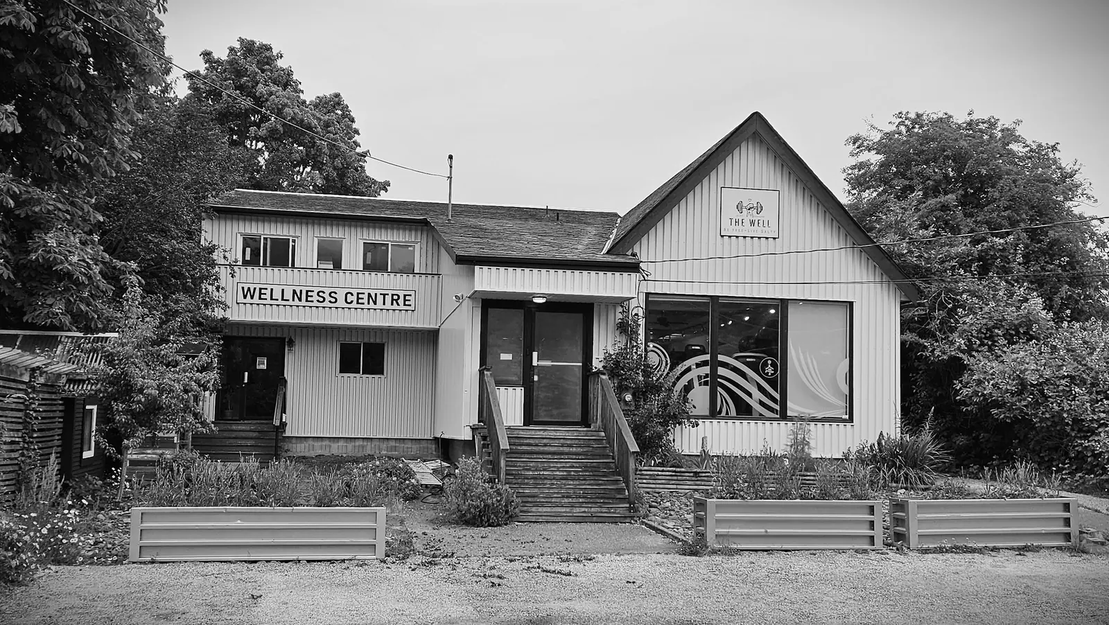The Salt Spring Island Wellness Centre building on Hereford Avenue, with The Well gym on the right